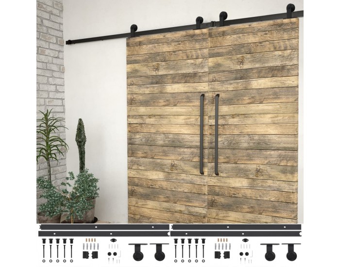 Sonata Механизми за плъзгаща врата, 2 бр, 200 см, стомана, черни Sonata Механизми за плъзгаща врата, 2 бр, 200 см, стомана, черни