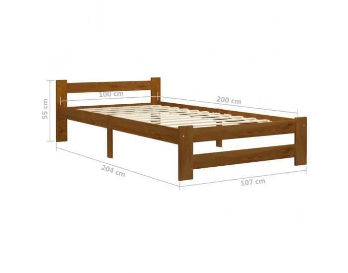 Sonata Рамка за легло, меденокафява, бор масив, 100x200 см