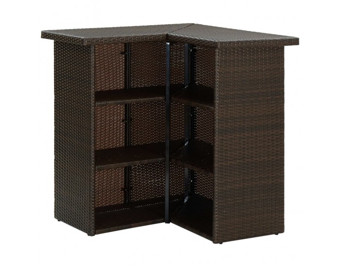 Sonata Градински бар комплект с възглавници, 4 части, полиратан, кафяв