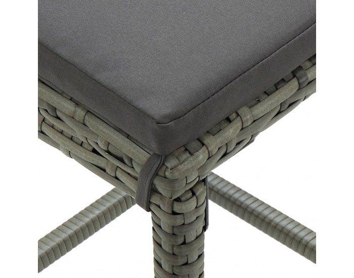 Sonata Градински бар комплект с възглавници, 8 части, полиратан, сив