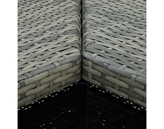 Sonata Градински бар комплект с възглавници, 8 части, полиратан, сив