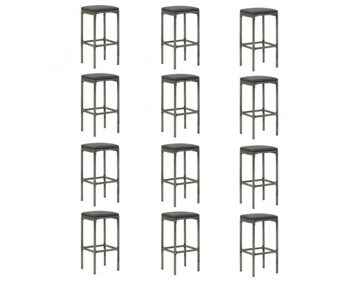 Sonata Градински бар комплект с възглавници, 16 части, полиратан, сив