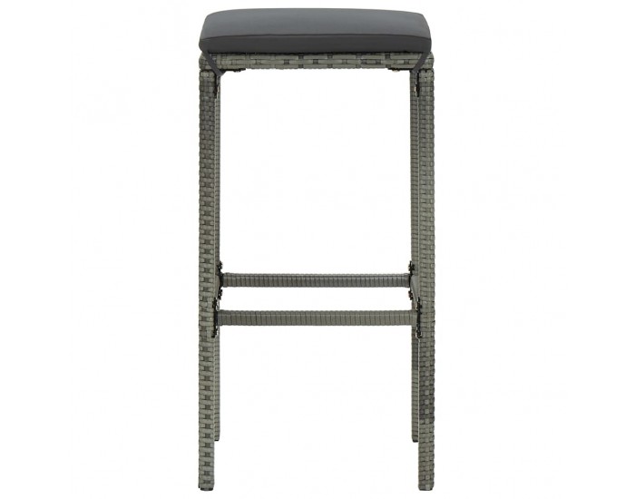 Sonata Градински бар комплект с възглавници, 16 части, полиратан, сив