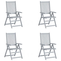 Sonata Градински накланящи се столове, 4 бр, сиви, акация масив - Градина
