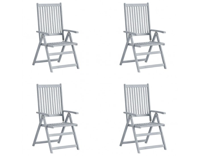 Sonata Градински накланящи се столове, 4 бр, сиви, акация масив