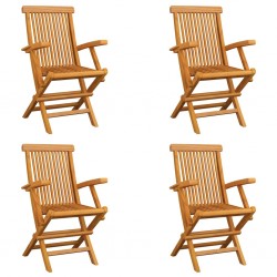 Sonata Сгъваеми градински столове, 4 бр, тиково дърво масив - Градински столове