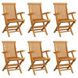 Sonata Сгъваеми градински столове, 6 бр, тиково дърво масив - Градински столове