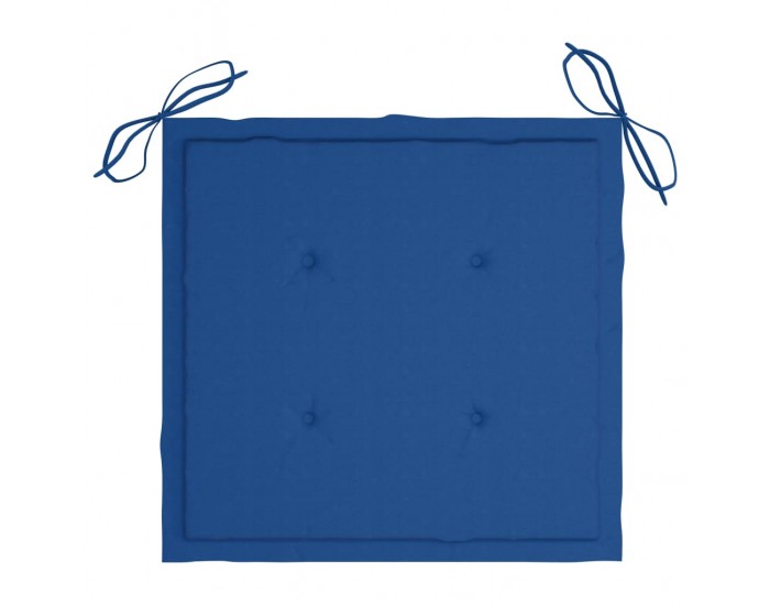 Sonata Градински столове със сини възглавници 6 бр тиково дърво масив