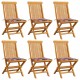 Sonata Градински столове, възглавници с червено каре, 6 бр, тик масив