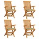 Sonata Градински столове с възглавници на листа 4 бр тик масив