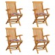 Sonata Градински столове, възглавници с червено каре, 4 бр, тик масив