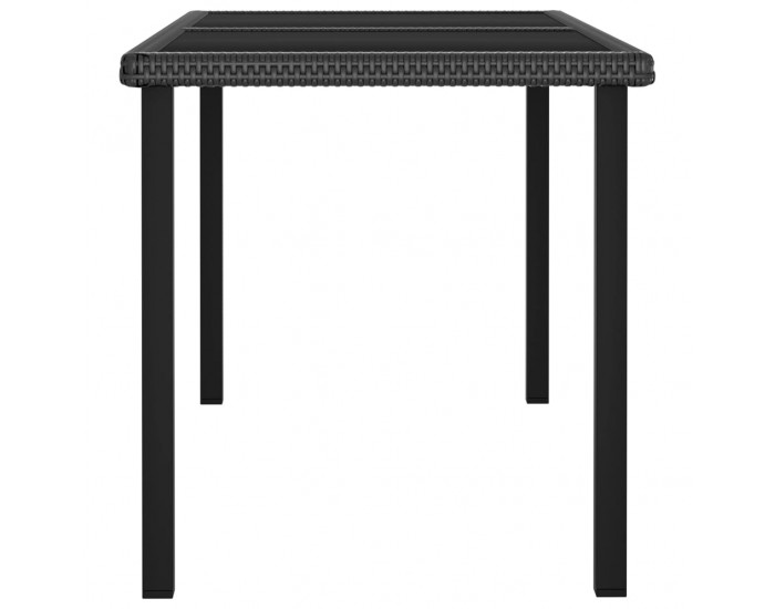 Sonata Градински трапезен комплект, 7 части, полиратан, черен