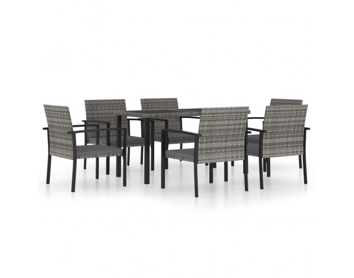 Sonata Градински трапезен комплект от 7 части, сив полиратан Sonata Градински трапезен комплект от 7 части, сив полиратан