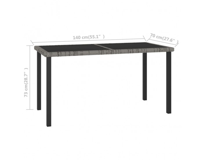 Sonata Градински трапезен комплект от 7 части, сив полиратан Sonata Градински трапезен комплект от 7 части, сив полиратан