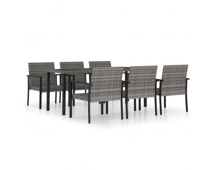 Sonata Градински трапезен комплект от 7 части, сив полиратан Sonata Градински трапезен комплект от 7 части, сив полиратан