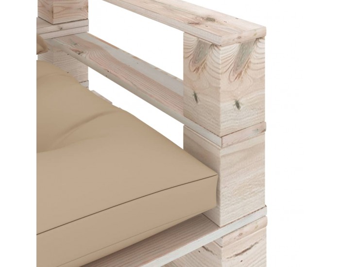 Sonata Градински палетен диван с бежови възглавници, борово дърво