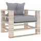 Sonata Градински палетен диван със сиви възглавници, борово дърво