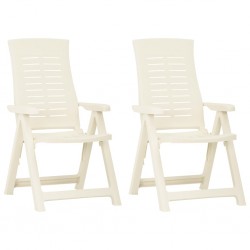 Sonata Градински регулируеми столове, 2 бр, пластмаса, бели - Градина