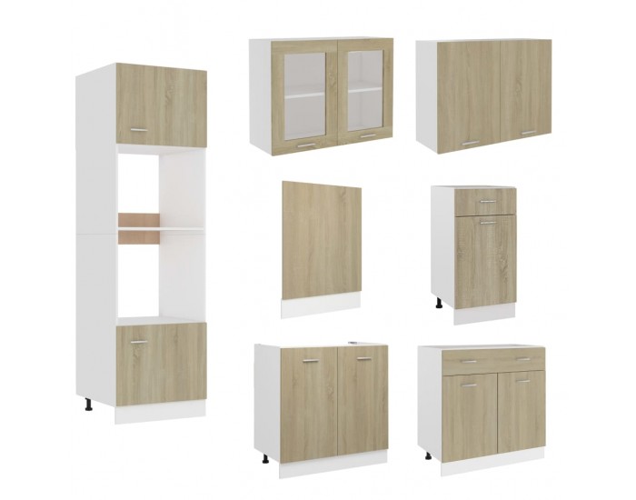 Sonata Комплект кухненски шкафове от 7 части, дъб сонома, ПДЧ
