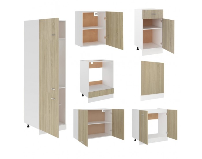 Sonata Комплект кухненски шкафове от 7 части, дъб сонома, ПДЧ