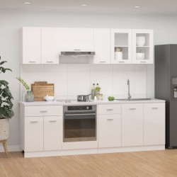 Sonata Комплект кухненски шкафове от 8 части, бял гланц, ПДЧ - Сравняване на продукти