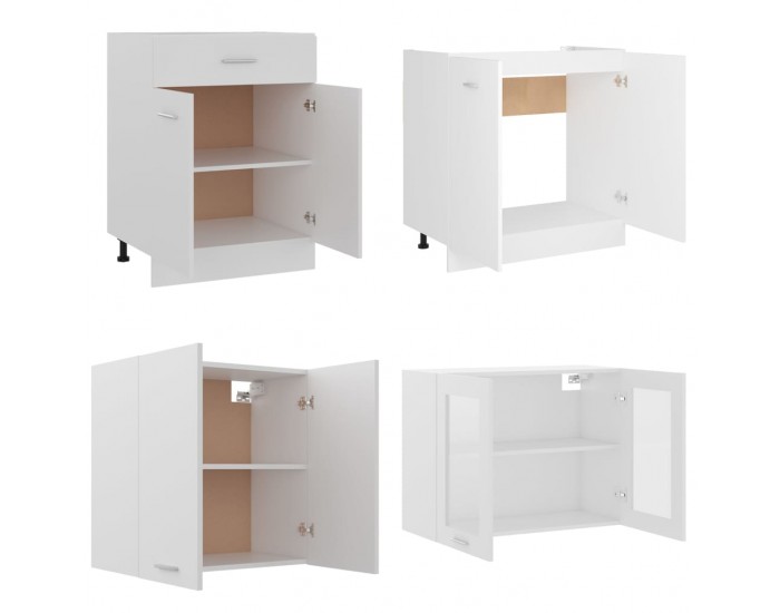 Sonata Комплект кухненски шкафове от 4 части, бял, ПДЧ