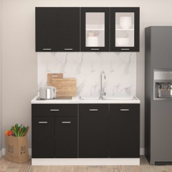 Sonata Комплект кухненски шкафове от 4 части, черен, ПДЧ - Сравняване на продукти