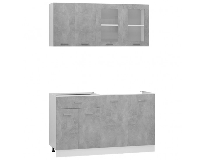 Sonata Комплект кухненски шкафове от 4 части, бетонно сив, ПДЧ