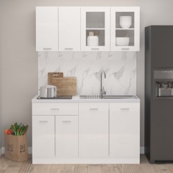 Sonata Комплект кухненски шкафове от 4 части, бял гланц, ПДЧ - Кухненски комплекти