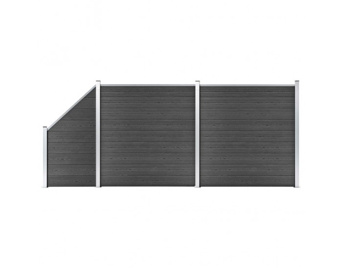 Sonata Ограден панел, WPC, 446x(105-186) см, черен