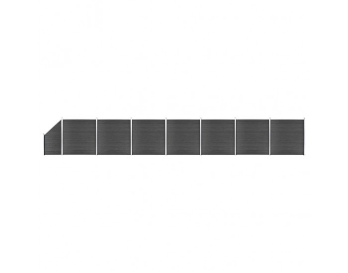 Sonata Ограден панел, WPC, 1311x(105-186) см, черен