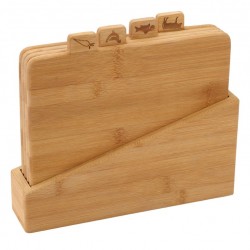 Комплект бамбукови дъски за рязане 4 броя + поставка Bergner Natural - Кухненски прибори