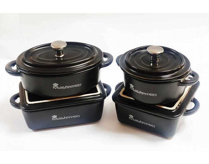 Керамична мини тенджера с капак квадратна - Masterpro