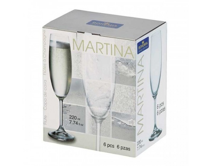 Сет 6 чаши за шампанско Bohemia Royal Martina 220 мл