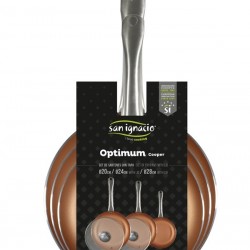 Комплект, 3 тигана с два стъклени капака - San Ignacio Optimum Copper - Кухненски прибори