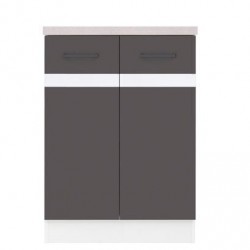  Долен шкаф D2D/60/82, бяло и волфрамово сиво - Модулни кухни