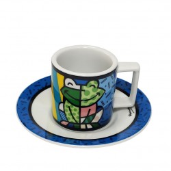 Комплект чаша и чинийка за кафе с рисунка жаба - Romero Britto, 90 мл - Brito