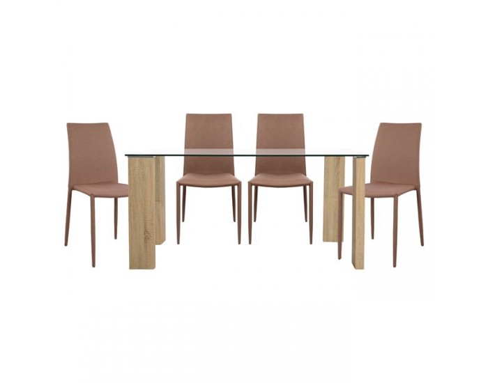 Сет маса Morgan 140х80 см и 4 стола Teta - coffee Мебели Богдан