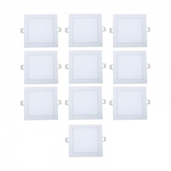 Комплект 10 броя LED панел, квадрат, 6W, 220V или 12V с включен драйвър - Лампи за таван