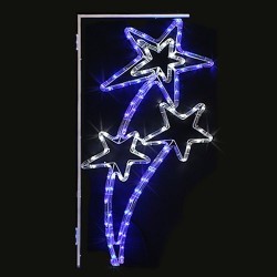Орнамент 3 звезди /рамка/ - 120 бели и сини LED лампички - флаш ефект - Dianid