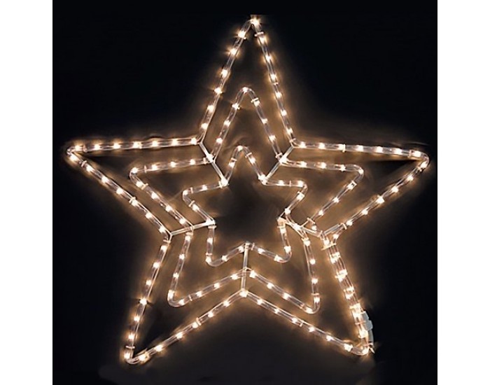 Тройна звезда, 120 топло бели LED лампички