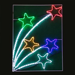 Орнамент 5 звезди (в рамка), 48 многоцветни LED лампички - Сезонни и Празнични Декорации