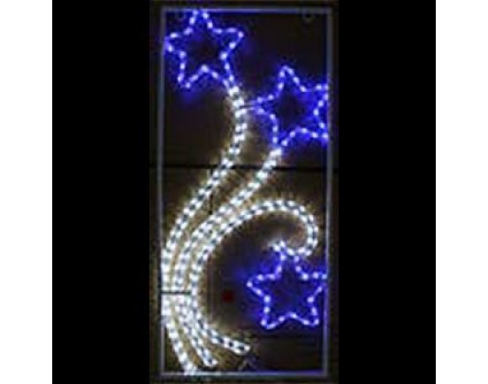 Орнамент 3 звезди - 144 бели и сини LED лампички