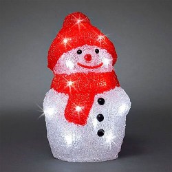 Акрилен снежен човек с червена шапка - Сезонни и Празнични Декорации