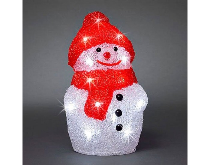 Акрилен снежен човек с червена шапка