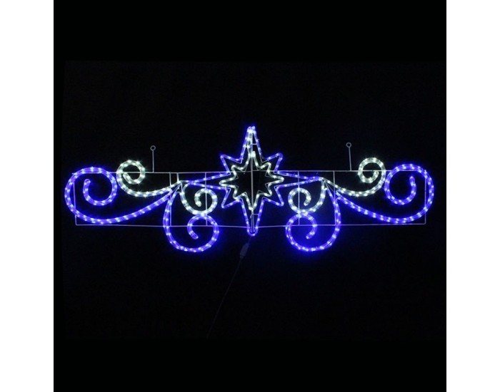 Орнамент със звезди, 396 бели и сини LED лампички, контролер