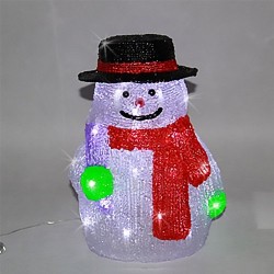 Снежен човек, акрилна фигура - 30 бели LED /диодни/ лампички. - Декорации