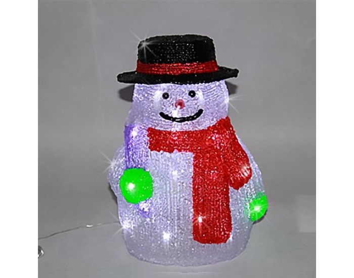 Снежен човек, акрилна фигура - 30 бели LED /диодни/ лампички.