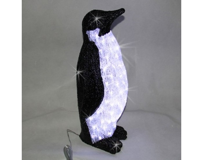 Пингвин, черно и бяло, акрилна фигура - 80 бели LED лампички