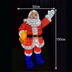 Дядо Коледа, акрилна фигура - 900 бели LED лампички - Dianid